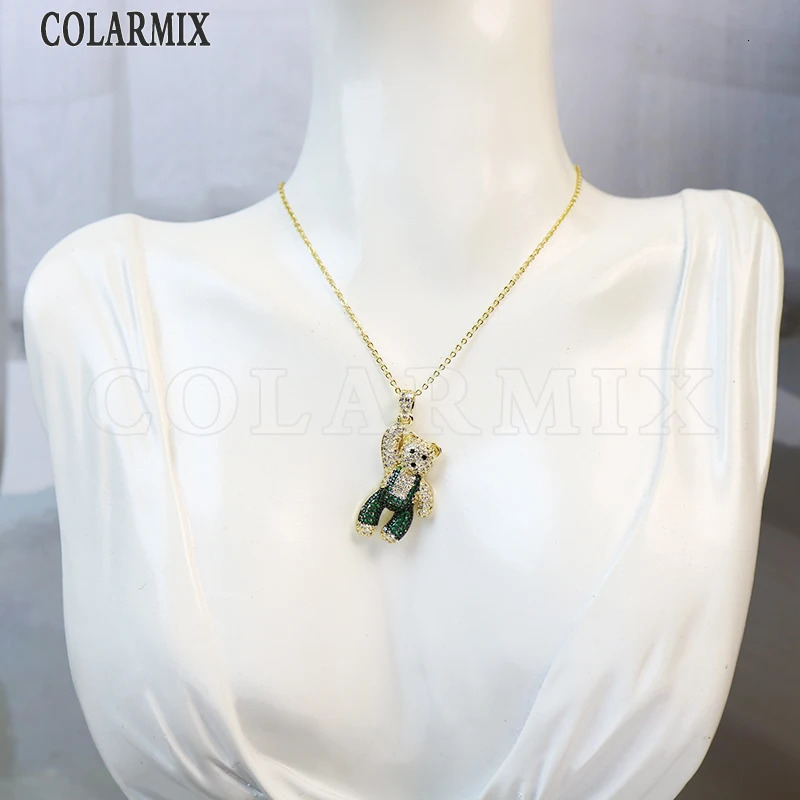 Chokers 5 strands Bear necklace Cartoon bears animal jewelry colors stone jewels for women 231010