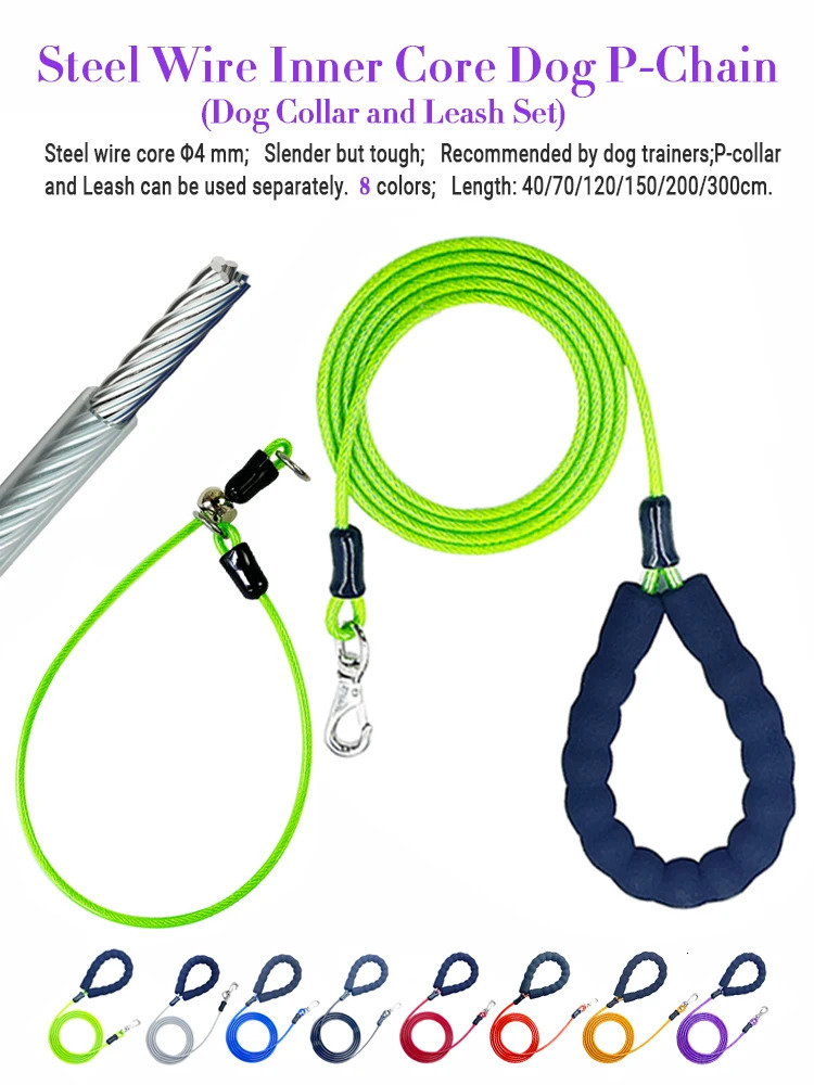 Cat Collars Leads Steel Wire Dog P Chain Collar Leash Set Training Choke Collar for Cat Big Pet Dog Puppy Slender Tough Lead Rope Colored Walking 2310