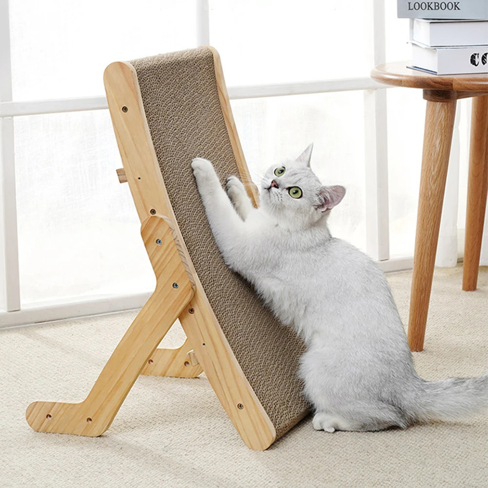 Cat Furniture Scratchers Cat Scratcher Cardboard with Solid Wooden Frame Durable Scratching Bed Reversible Furniture for Indoor Cats 5 in 1 231011