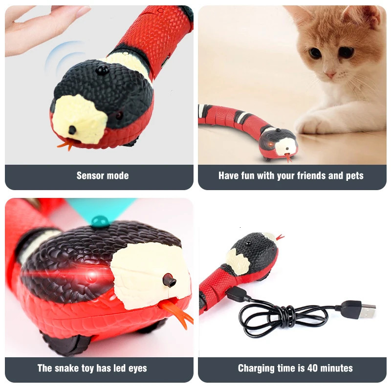 Cat Toys Smart Sensing Snake Interactive Cat Toys Automatic Cats Toys USB Charging Accessories Kitten Toys For Pet Dogs Game Play Toy 231011
