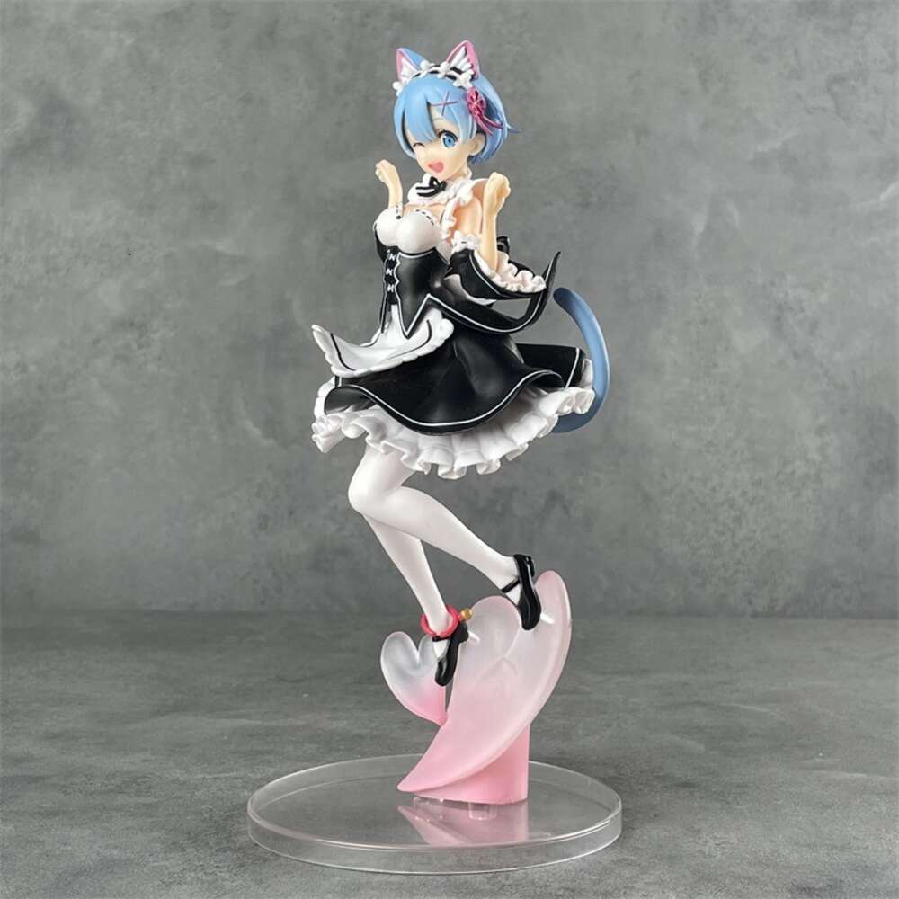 Mascot Costumes 23cm Re:zero Starting Life in Another World Anime Figure Rem Cat Ear Action Figure Rem/ram Figurine Collectible Model Doll Toys