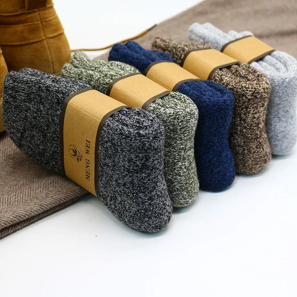 Men's Socks Winter Men's Merino Wool Socks Super Thick Warm High Quality Harajuku Retro Snow Casual Antifreeze Cashmere Socks Men 3 Pair 231