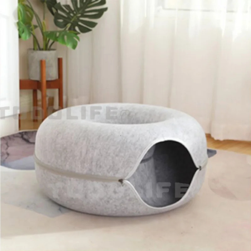 Cat Toys Cute Cats Tunnel Toys For 2 Pets Donut Cat Bed Interactive Game Toy Indoor Kitten Sports Equipment Sleeping House Training Props 231011