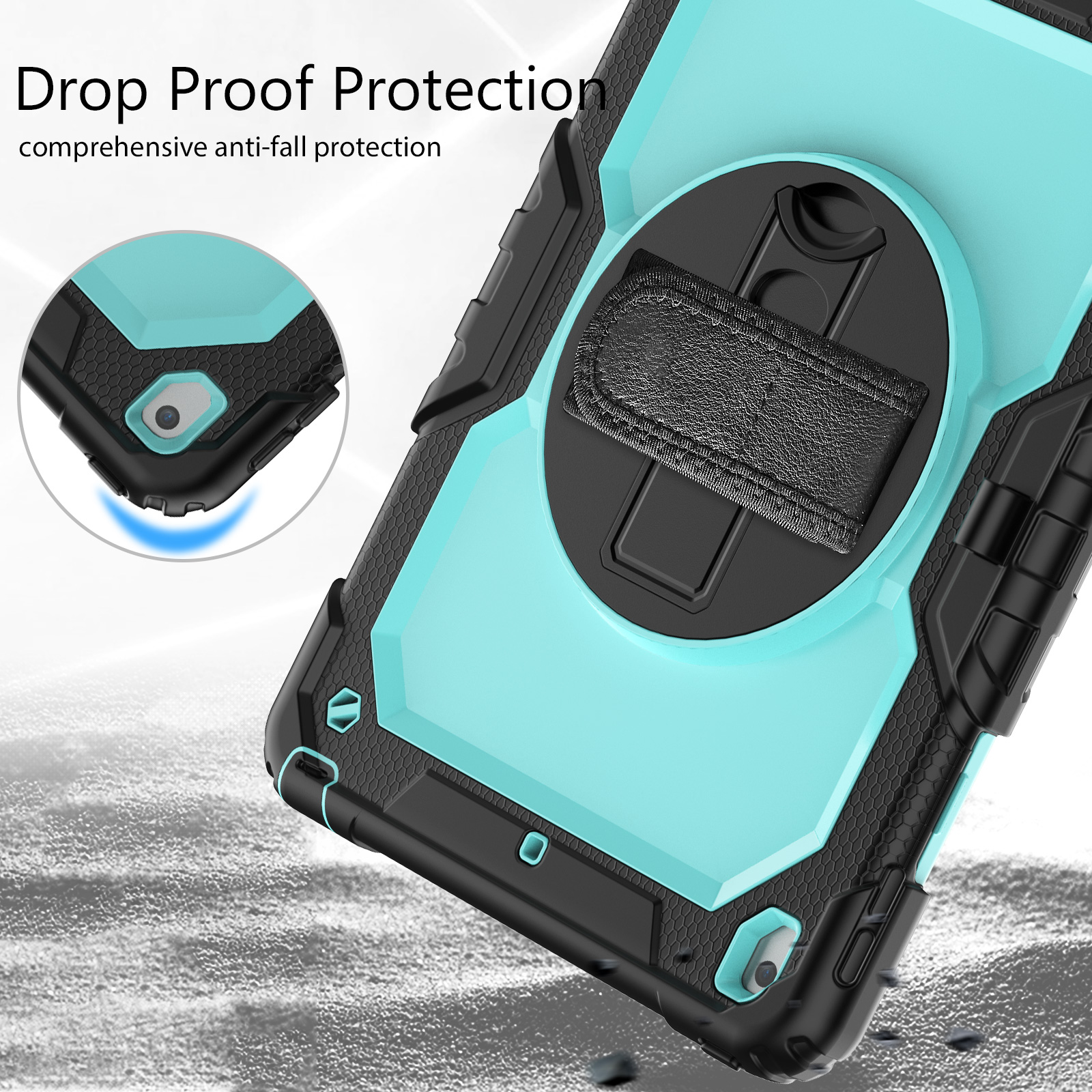 Shockproof Kids Case For iPad Pro 9.7 10.5 10.2 inch 7th/8th/9th Gen Hand Strap 360 Rotating Stand Silicone Armor Rugged Tablet Cover with PET Screen 