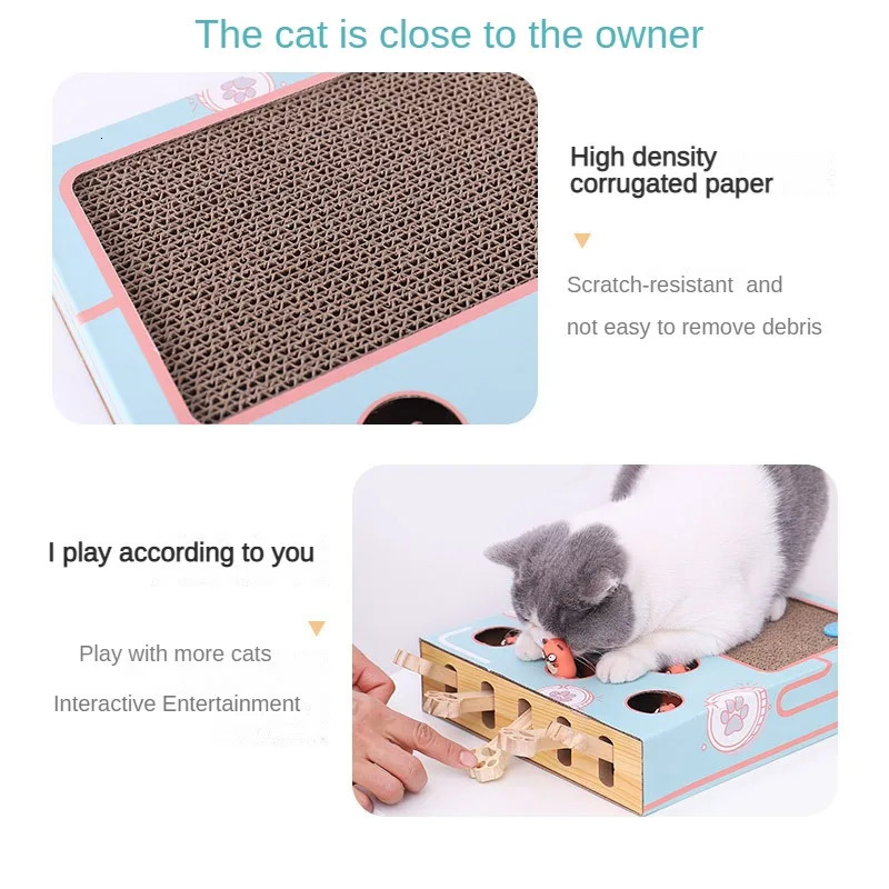 Cat Toys Cat Toy Interactive Game Resistant To Grasp and Wear Corrugated Cat Box Pet Fun Casual Whack-a-mole Catch Ball Game Pet Supplies 231011