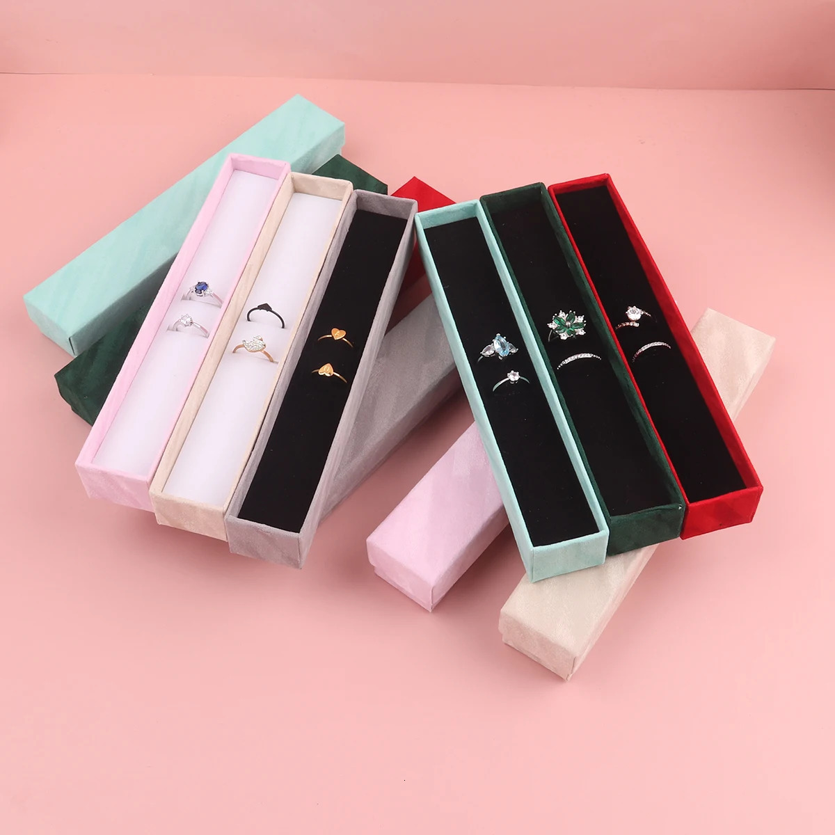 Jewelry Boxes 6pcs Velvet Set Gift Box Ring Necklace Bracelets Earring Packaging With Sponge Inside Rectangle 231011