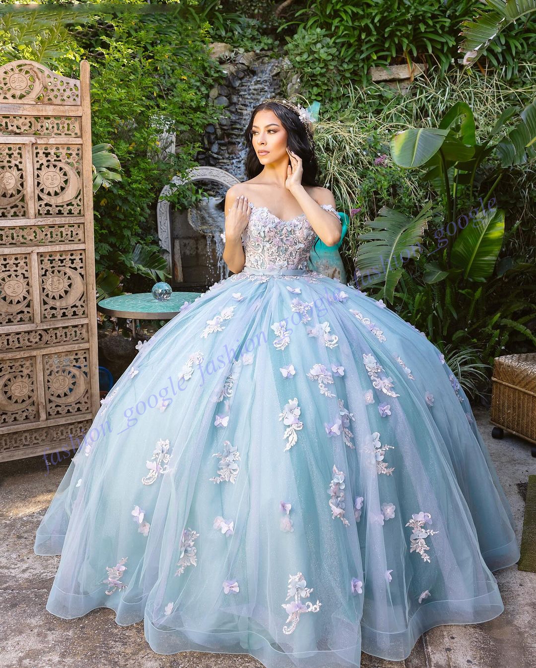 Fairytale Princess Quinceanera Dress 2024 3D ral Contrasting Colors Charro Mexican Quince Sweet 15/16 Birthday Party Gown for 15th Girl Drama Winter F
