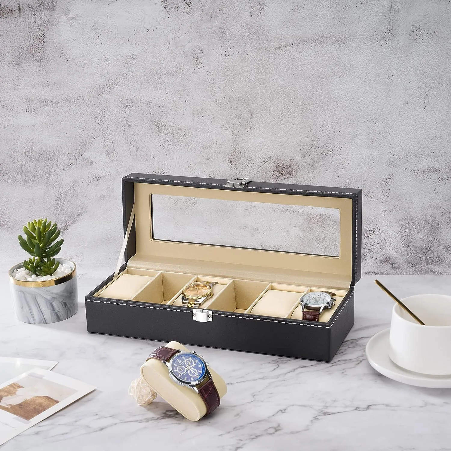 Jewelry Boxes Slot Men Is Watch Box Black Bracket Display Holiday Gifts 231011