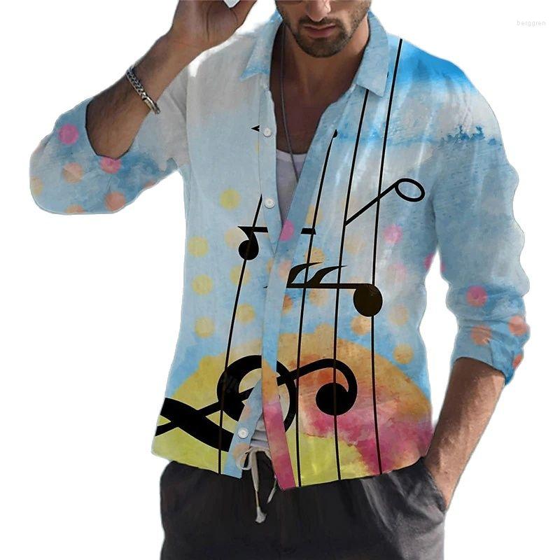 Stylish Men's 3D Music Hawaiian Shirt - Perfect Summer Vibes, Breathable Rayon Fabric