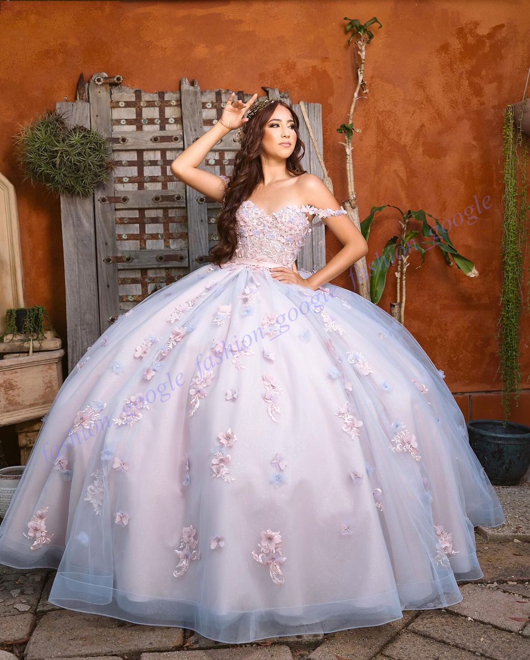 Fairytale Princess Quinceanera Dress 2024 3D ral Contrasting Colors Charro Mexican Quince Sweet 15/16 Birthday Party Gown for 15th Girl Drama Winter F