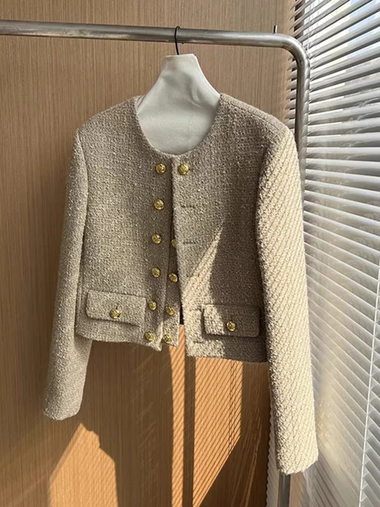 Women's Jackets HMA French Runway Style Small Fragrance Tweed Coat Women's Autumn And Winter High-End Lady Temperament Woolen Jacket 231010