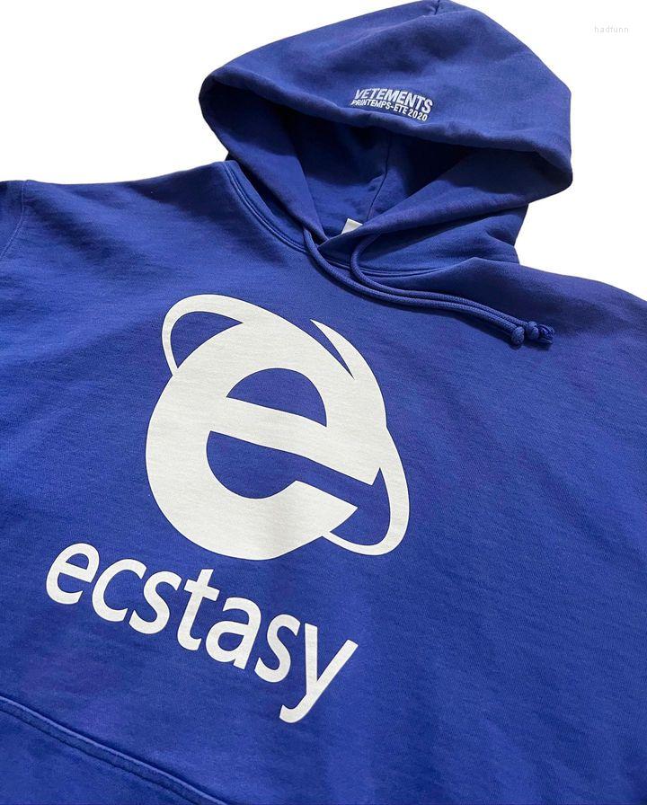 Men&#039;s Hoodies Streetwear Y2k Hoodie Sweatshirt Mens Harajuku Hip Hop Ecstasy Letter Graphic Print Oversized Pullover Gothic Tops