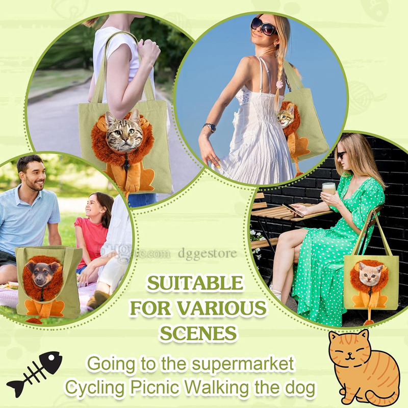 Lion Shaped Cute Carrier Portable Pet Canvas Shoulder Carrying Chest Outdoor Tote Bag Travel Handbag for Small Cat Dog Animal Supplies Green C30