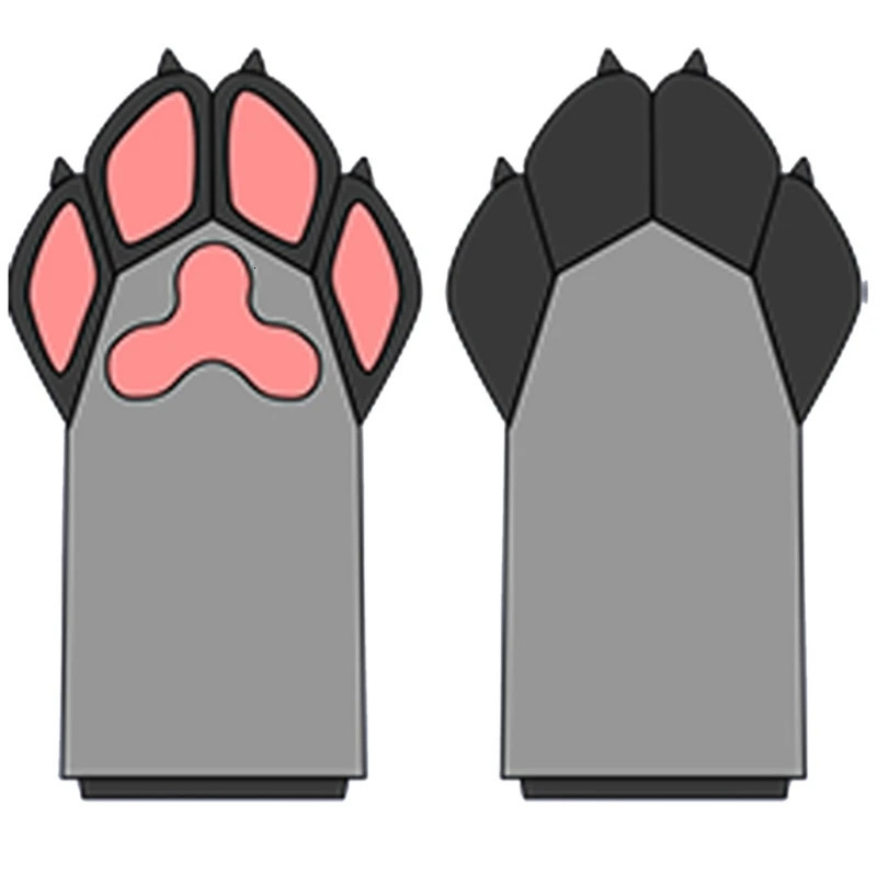 Five Fingers Gloves Furry Paw Cosplays Wolf Bear Animal Plush Mittens for Women Girls Drop 231010