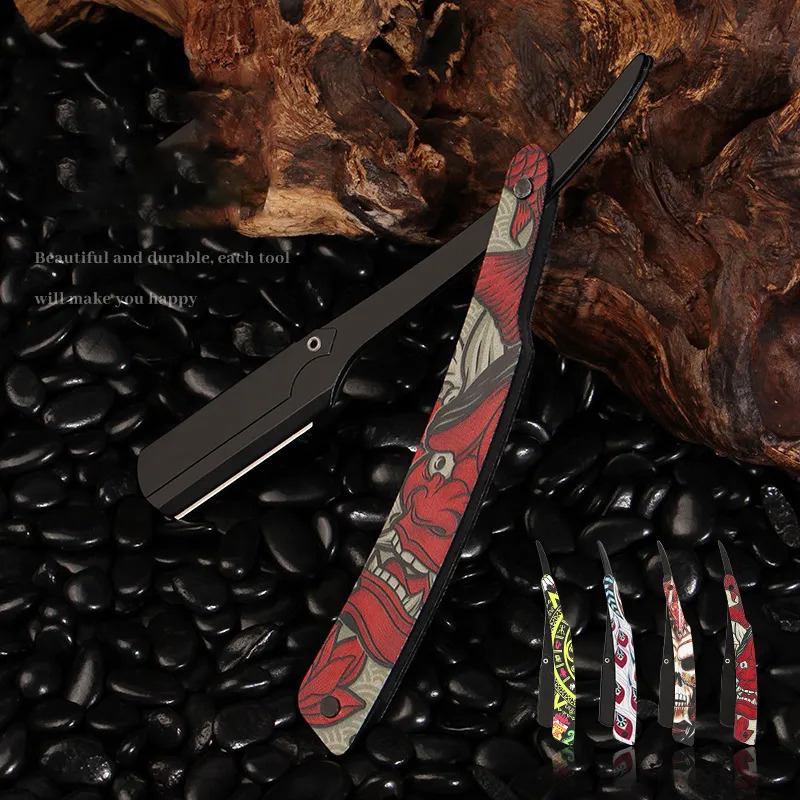 Razors Blades Colourful Professional Manual Shaver Straight Edge Stainless Steel Sharp Barber Razor Folding Shaving Beard Cutter Wholesale 231011