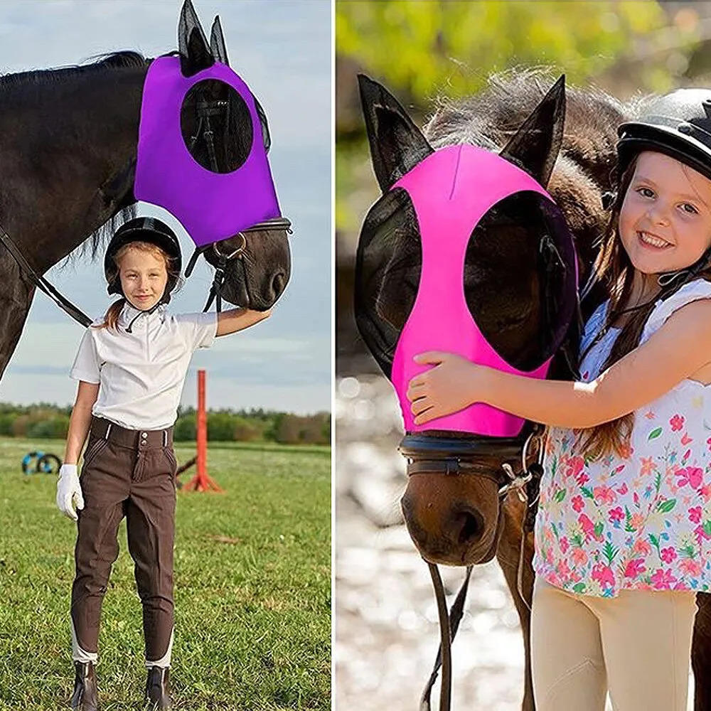 Small Animal Supplies 1PC Horse Fly Masks Anti Mosquito Elastic Mesh Face Shields Washable Head Cover Outdoor Riding Equestrian Equipment 231010