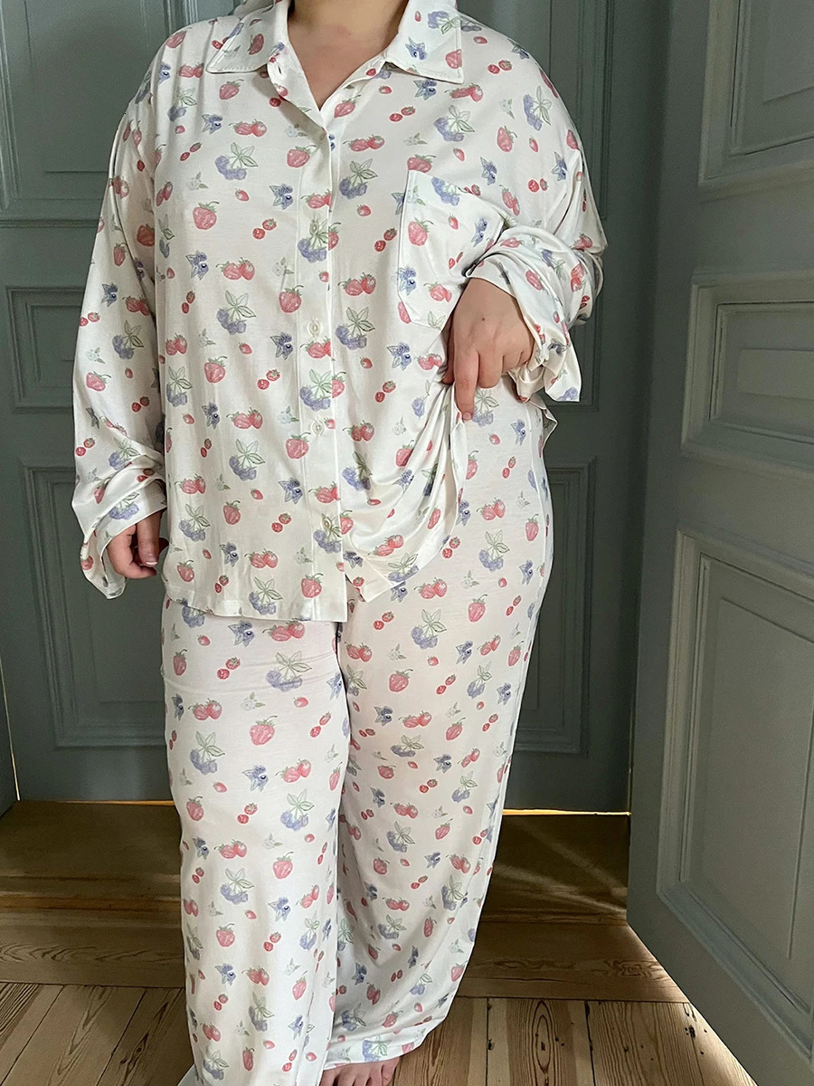 Womens Sleepwear Causal Floral Print Pajama Set with Long Sleeve Top and Pants Comfortable Loungewear for a Relaxing Evening 231010