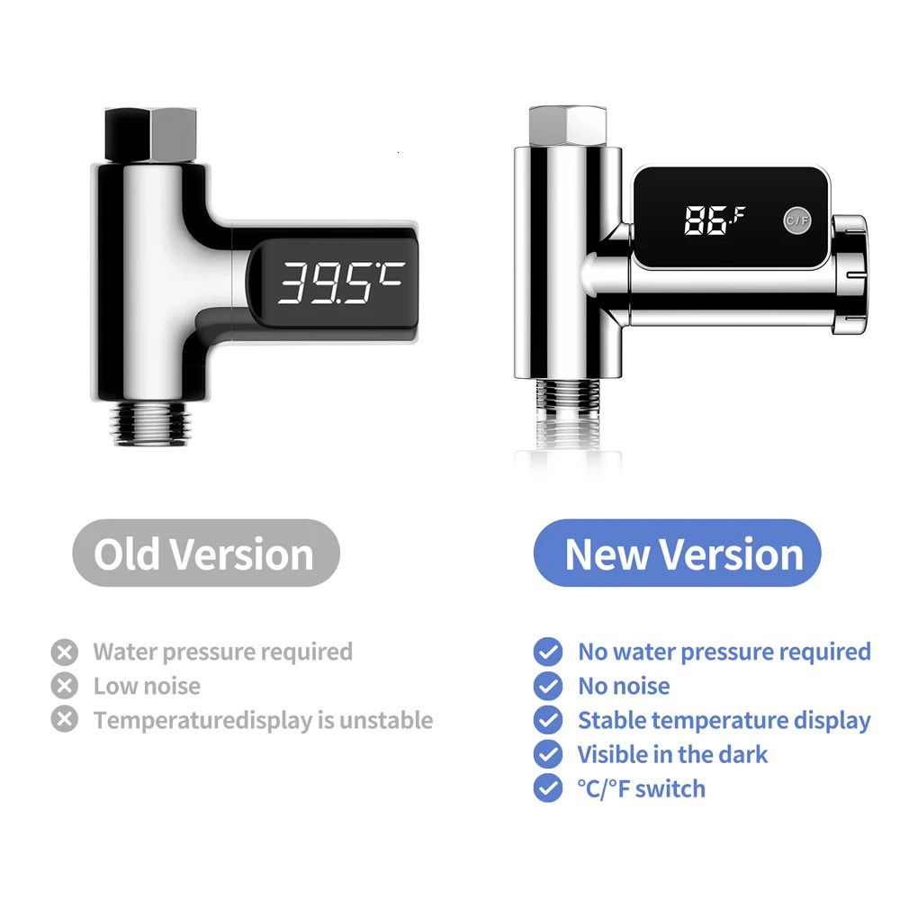 Household Thermometers Home Water Temperature Monitor 360 Degrees Rotation Led Display Celsius Fahrenheit PC Meter Electricity Shower Thermometer 2310