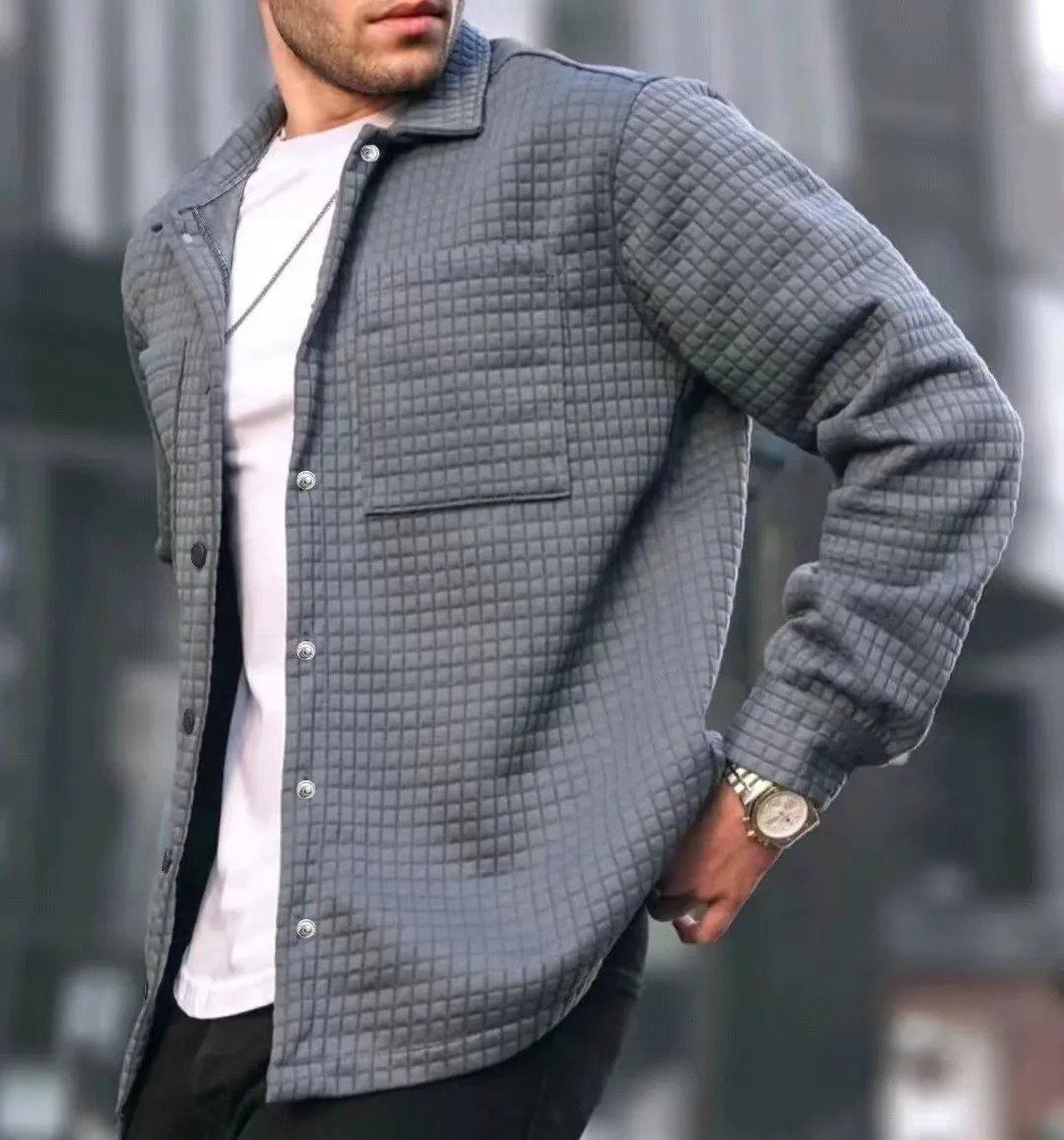 Men's Jackets Fashion Coat Plaid Lapel Casual White Jacket Autumn And Winter Solid Color Sports Outdoor Bomberiacket Man clothing 2023 231010