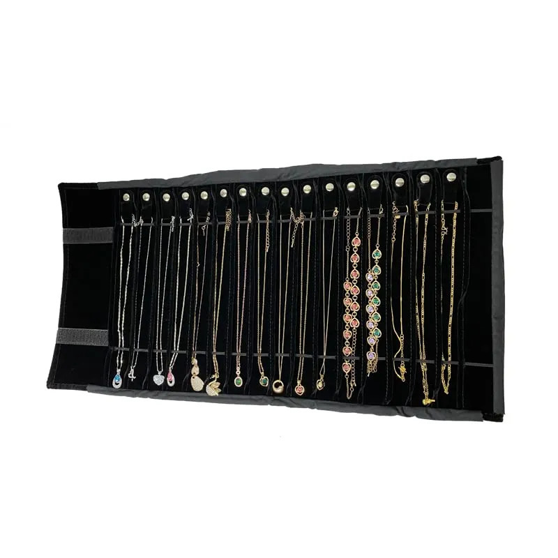 Jewelry Boxes Portable Velvet Travel Case Roll Bag Organizer for Necklace Chain Bracelet Jewellery Display Holder 231011