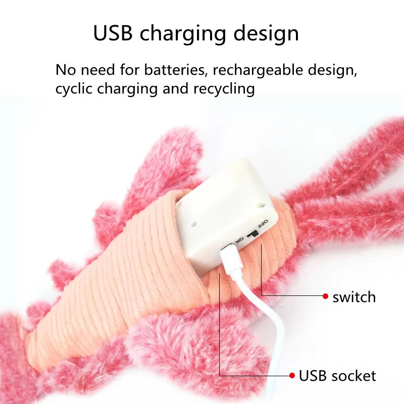 Cat Toys 1Pcs Electric Jumping Cat toy Shrimp Moving Simulation Lobster Electronic Plush Toys For Pet dog cat Children Stuffed Animal toy 231011