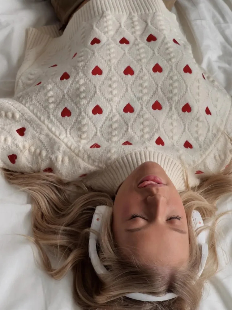 Women's Sweater Love Printed Knitted Casual Crew Neck Long Sleeve Sweet Pullover Sweaters Female Fashion High Street Jumpers 2023 231010