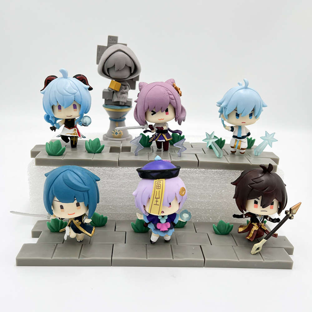 Mascot Costumes 7-10cm Genshin Impact Anime Figure Klee/barbara/diluc/fischl/venti/kaeya Action Figure Liyue Battlefield Heroes Figures Doll Toy