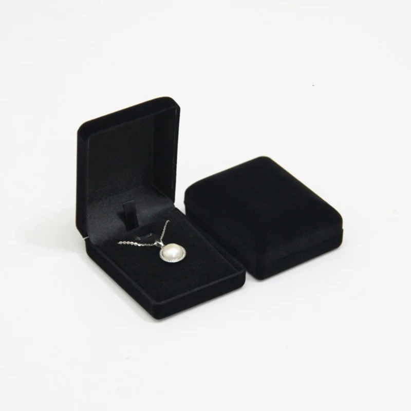 Jewelry Boxes Wholesale Pendant Necklace Chain Storage Package Gift Box Soft Black Blue Red Velvet Casket Long Earrings Organizer 231011