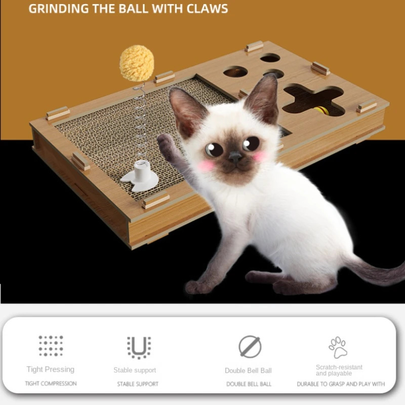 Cat Toys Cat Toy Interactive Game Resistant To Grasp and Wear Corrugated Cat Box Pet Fun Casual Whack-a-mole Catch Ball Game Pet Supplies 231011