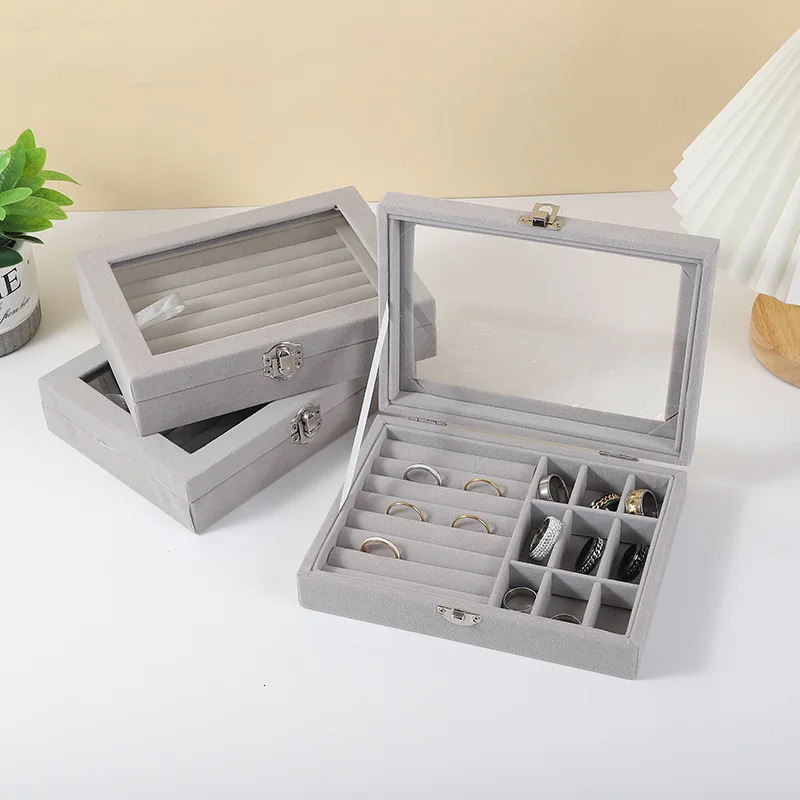 Jewelry Boxes Storage Box Earring Ring Necklace Organizers Transparent Jewlery Holder Display for Classification 231011