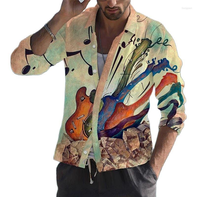 Stylish Men's 3D Music Hawaiian Shirt - Perfect Summer Vibes, Breathable Rayon Fabric
