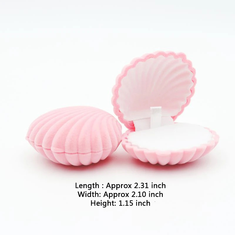 Jewelry Boxes 1pcs 5Colors Pink Shell Lovely Velvet Wedding Engagement Ring Box For Earrings Necklace Bracelet Display Gift Holder 231011