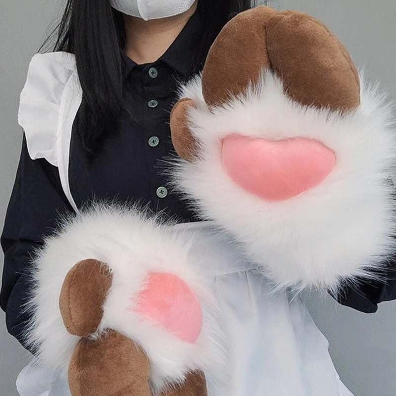 Five Fingers Gloves Unisex Cosplay Cartoon Sheep Hoof Shape Plush Halloween Mittens Furry Cuffs for Carnivals Party 231010