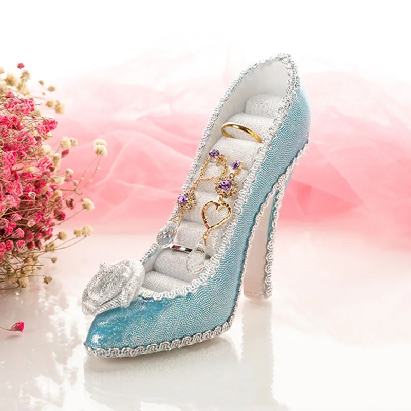 Jewelry Boxes High Heel Shoe Decor Earrings Holder Fashion Display Stand Rings Organizer for Girls Bridal Gift 231011