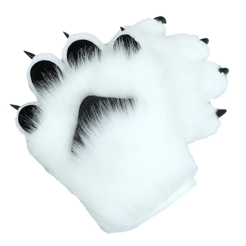 Five Fingers Gloves 2 Pcs Cartoon Plush Cosplay Costume Nails Claws Furry Hand Paw Anime Mittens for Story Telling 231010