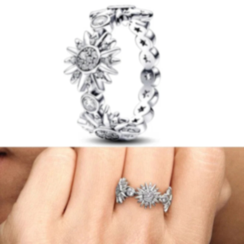 2023 New Selling PoFlower Womens Crown Me Dense Emblem Sun Crescent Ring Light Diy Game Charm Jewelry