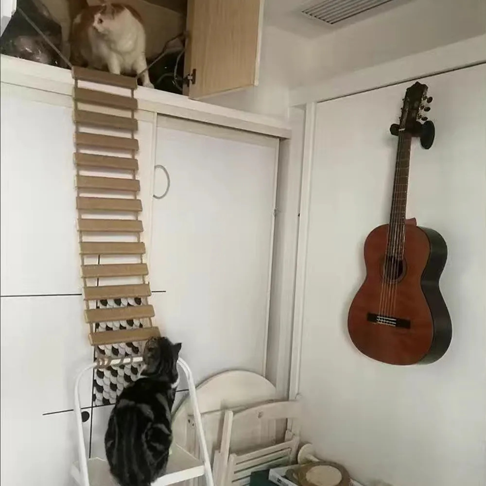 Cat Furniture Scratchers Cat Bridge Ladder With Sisal Rope And Climbing Frame Kitten Toys Climber Step Scratcher Post Furniture Ideal For Playful Cats