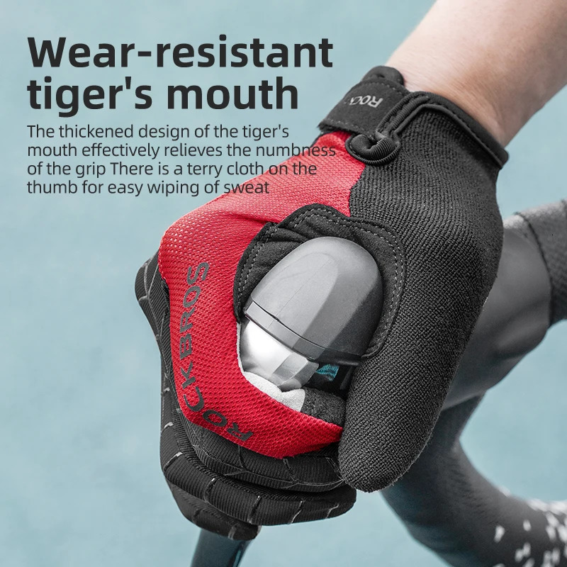 Five Fingers Gloves ROCKBROS Spring Full Finger Bike SBR Shockproof Breathable Bicycle Men Women MTB Road Cycling Long 231010