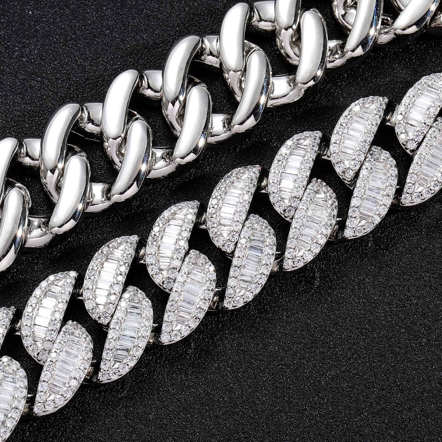 designer jewelry cuban link chain necklace for men width 20mm stainless steel plated gold chains inlaid 3 row square blingdiamond hip hop choker neckl