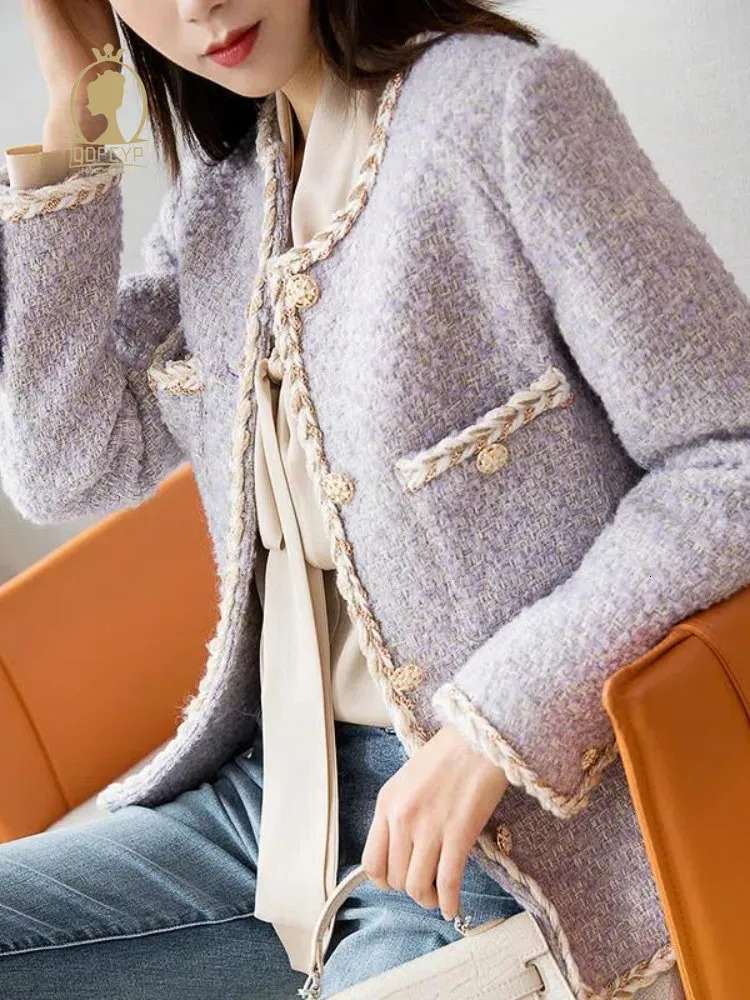 Women's Jackets Autumn Winter Women's Coat Casual Style Coarse Tweed Jacket Korean Fashion Elegant Long Sleeve Women's Coats In Promoti
