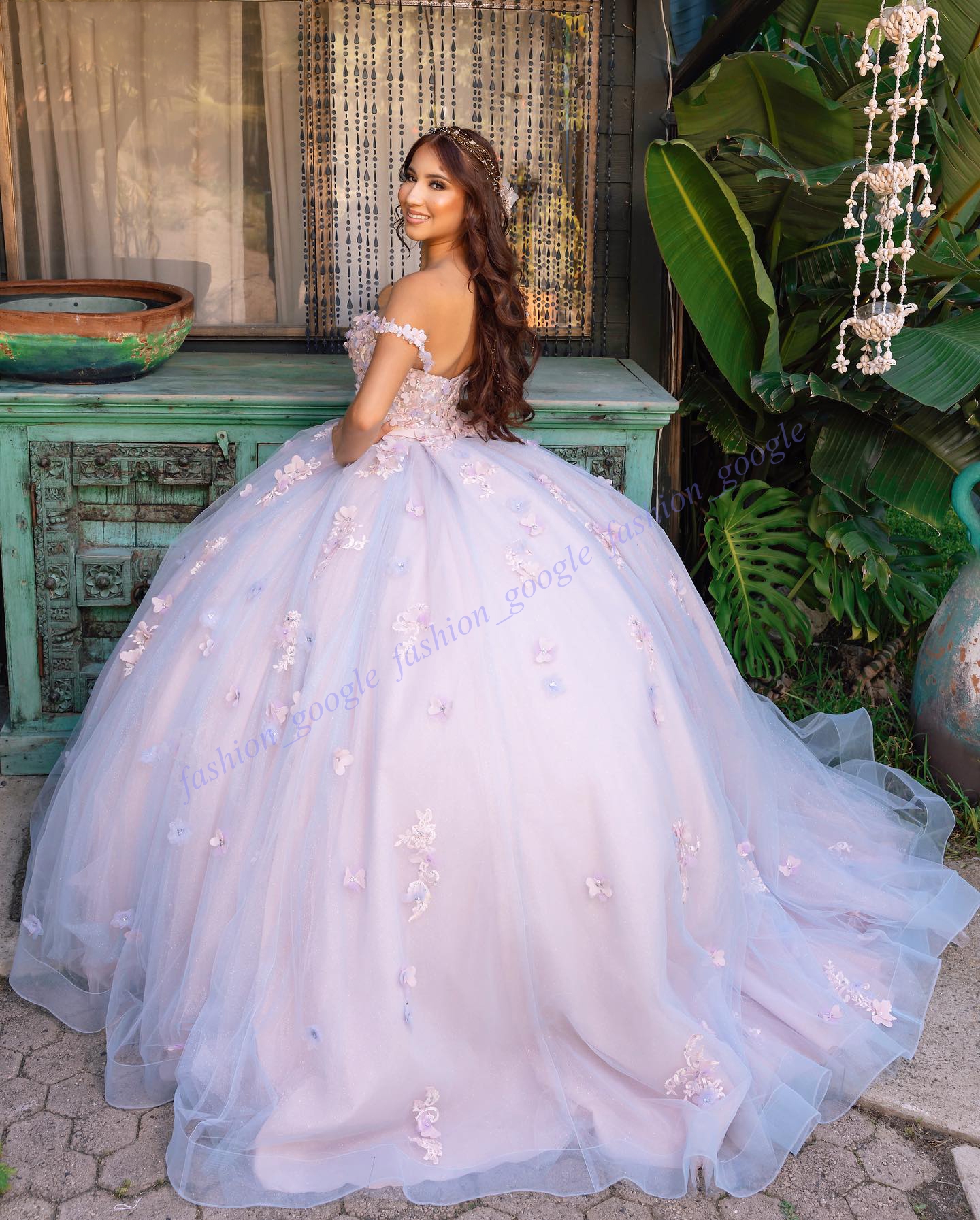 Fairytale Princess Quinceanera Dress 2024 3D ral Contrasting Colors Charro Mexican Quince Sweet 15/16 Birthday Party Gown for 15th Girl Drama Winter F