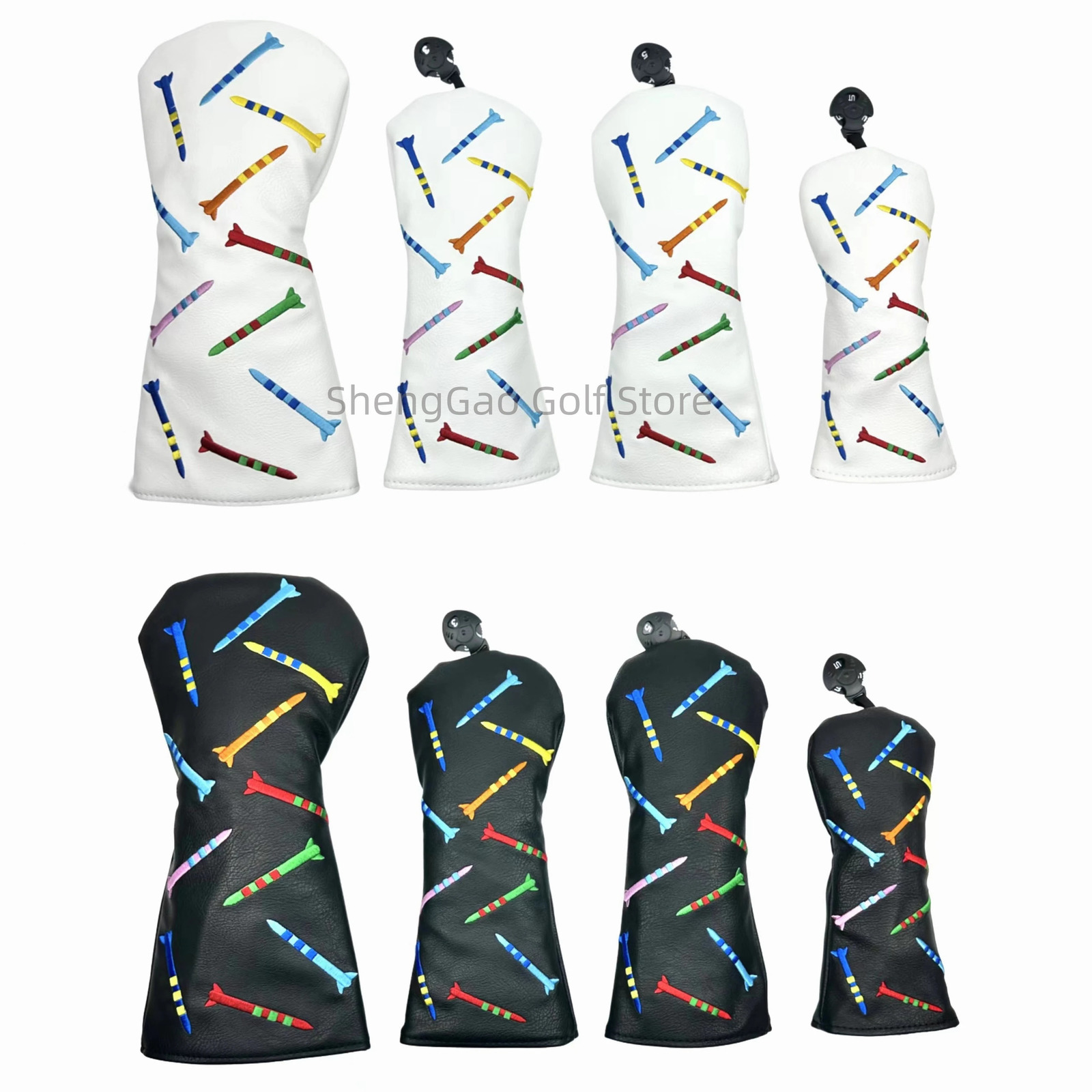 Other Golf Products Rocket pattern Head cover Driver Covers Fairway Wood Hybrid Putter Cover Pu Leather 231011