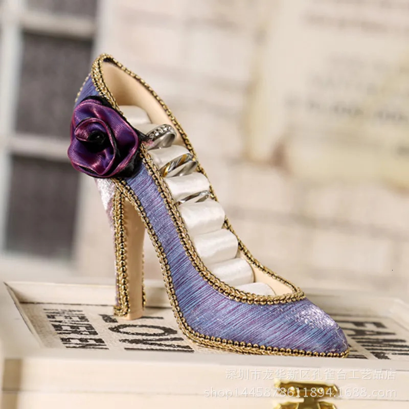 Jewelry Boxes High Heel Shoe Decor Earrings Holder Fashion Display Stand Rings Organizer for Girls Bridal Gift 231011