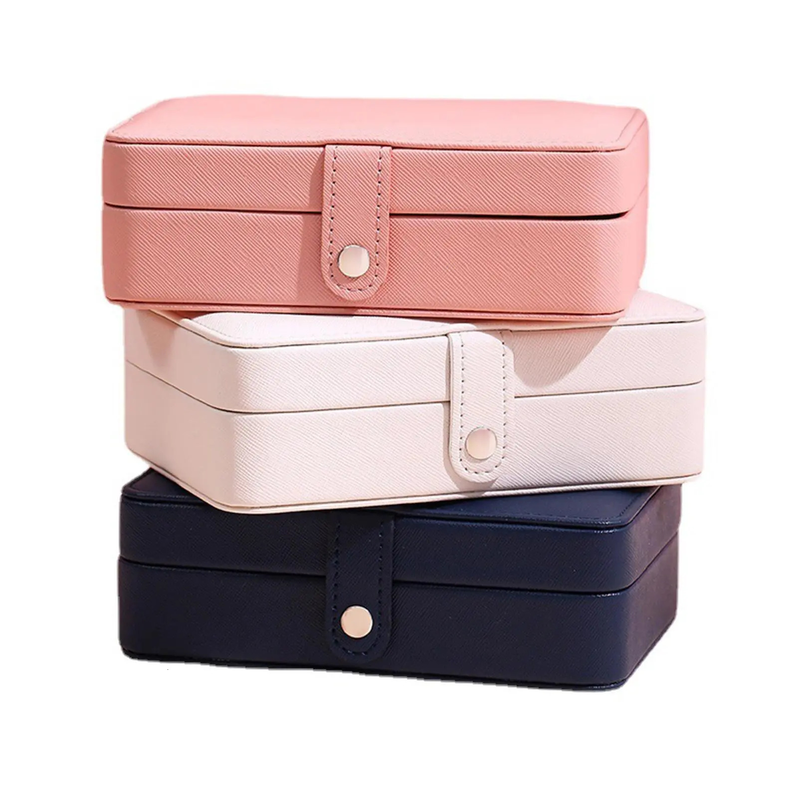Jewelry Boxes Portable Box Leather Double Layer Organizer Display Travel Case Storage for Earring Ring Necklace 231011