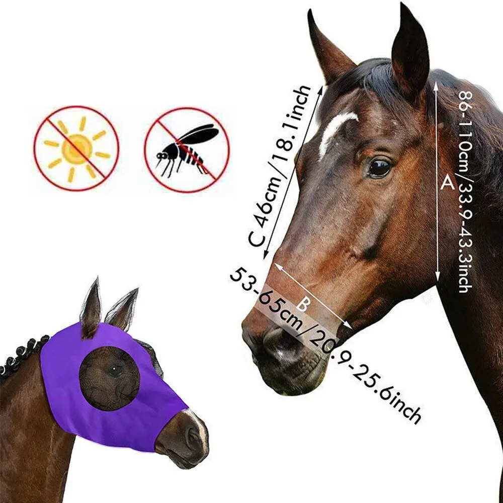Small Animal Supplies 1PC Horse Fly Masks Anti Mosquito Elastic Mesh Face Shields Washable Head Cover Outdoor Riding Equestrian Equipment 231010
