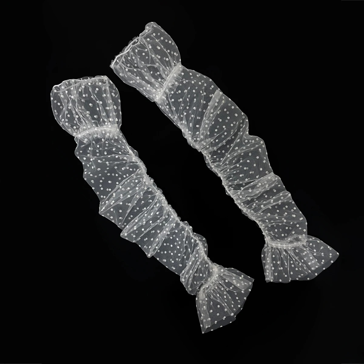 Five Fingers Gloves WG053 Elegant Wedding Bridal White Long Sleevelet Soft Dots Tulle Ruffled Brides Bridesmaid Glove Marriage Accessories 231010