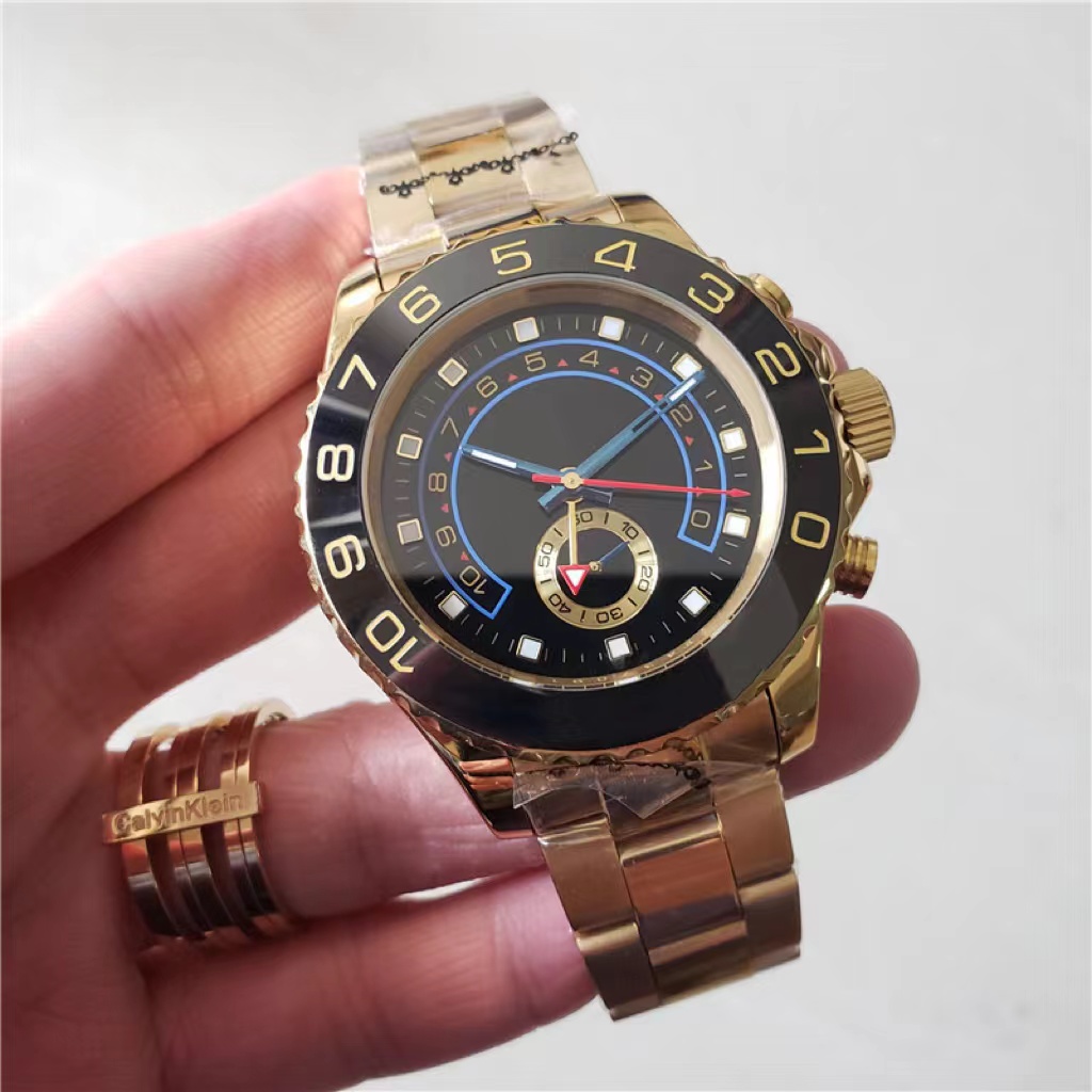 Luxury 44MM Mens watch 2813 movement Automatic Mechanical Watches Two Tone Gold Stainless Steel Big Dial Chronograph waterproof wristwatches