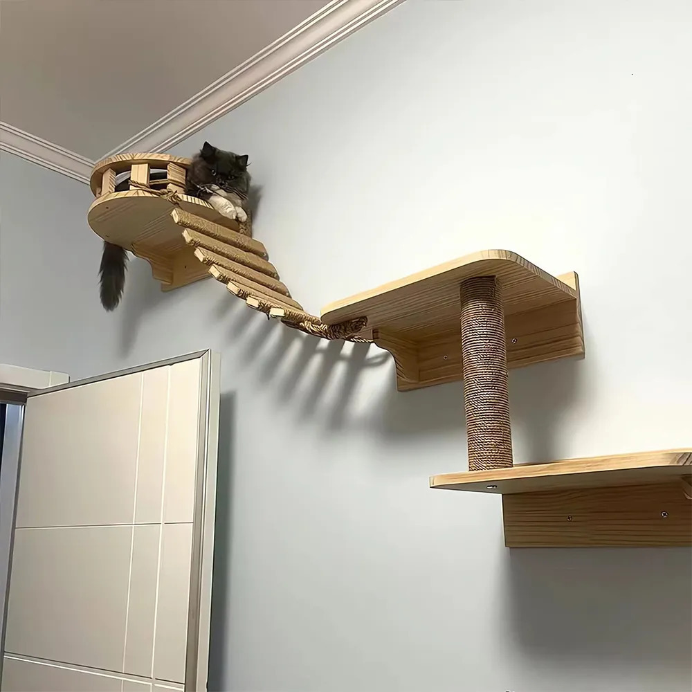 Cat Furniture Scratchers Cat Bridge Ladder With Sisal Rope And Climbing Frame Kitten Toys Climber Step Scratcher Post Furniture Ideal For Playful Cats
