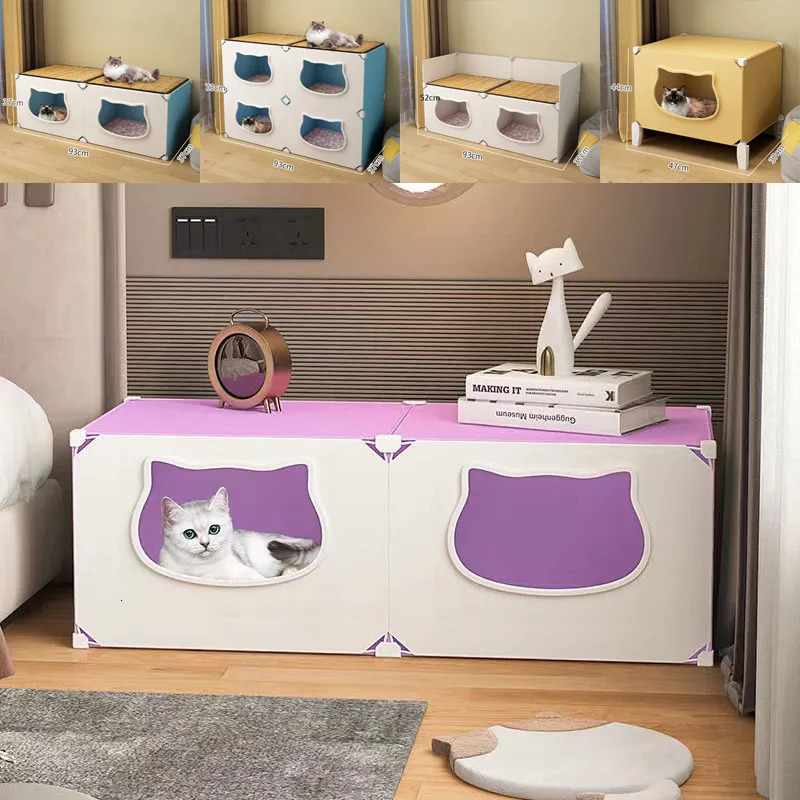 Cat Beds Furniture Cat Hiding House Large Space Detachable Comfortable Room Bed Small Dog Nest Cave Cats Pet Accessories 231011