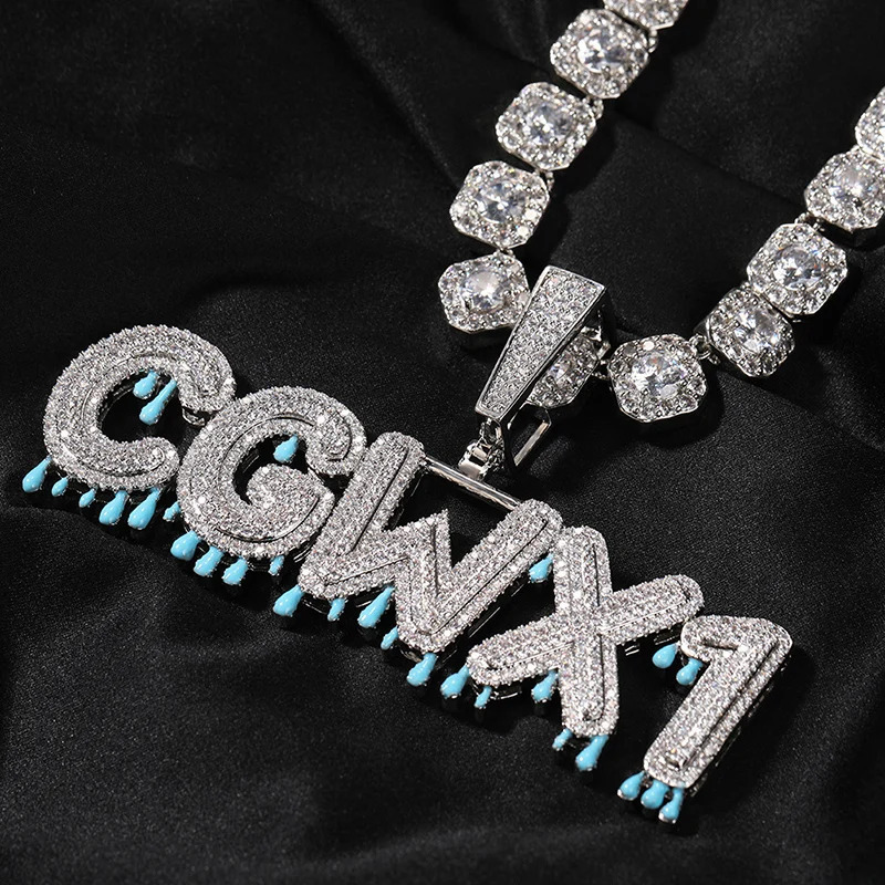 Charms Custom luminous Letters Name Pendants Necklaces for Men Hip Hop 3A CZ Stone Bling Iced Out Rapper Jewelry Drop 231010